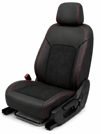 Autopoťahy šité na mieru LEATHER LOOK ALCANTARA RED STITCH