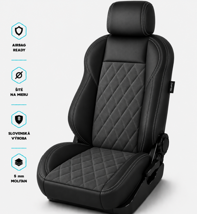 Autopoťahy LEATHER LOOK MONTE CARLO BLACK - BLACK