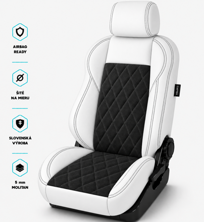 Autopoťahy LEATHER LOOK MONTE CARLO BLACK - WHITE