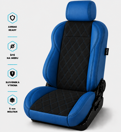Autopoťahy LEATHER LOOK MONTE CARLO BLACK - BLUE