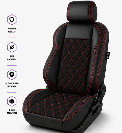Autopoťahy LEATHER LOOK MONTE CARLO RED