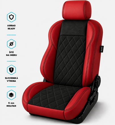 Autopoťahy LEATHER LOOK MONTE CARLO RED - BLACK