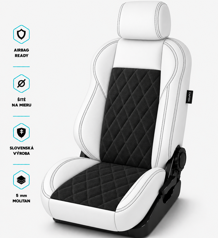 Autopoťahy LEATHER LOOK MONTE CARLO BLACK - WHITE