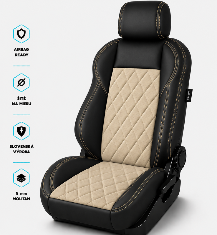 Autopoťahy LEATHER LOOK MONTE CARLO BEIGE - BLACK