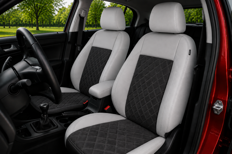 Autopoťahy LEATHER LOOK MONTE CARLO GREY - BLACK